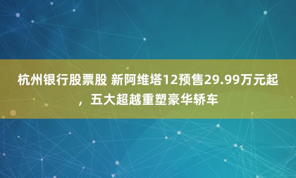 杭州银行股票股 新阿维塔12预售29.99万元起，五大超越重塑豪华轿车